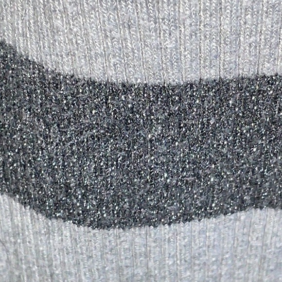 NWOT Express Knit Sweater Medium Striped Metallic Gray - Picture 5 of 10